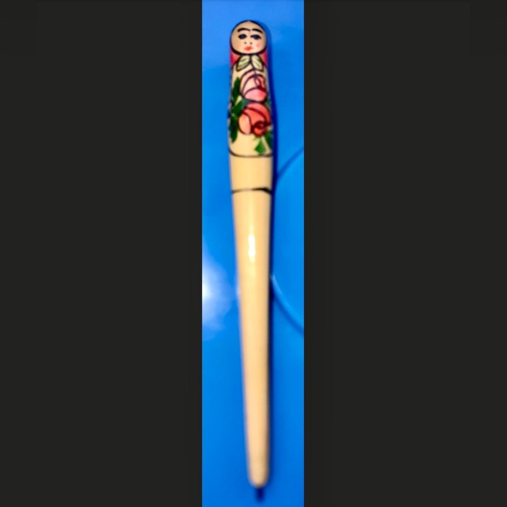 Vintage 1980s Wooden Soviet Era Russian Matryoshka Nesting Doll Ballpoint Pen
